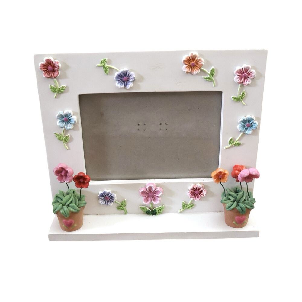 Vintage White 3D Flower Embellishments Picture Photo Frame Y2K Art Decor Girls